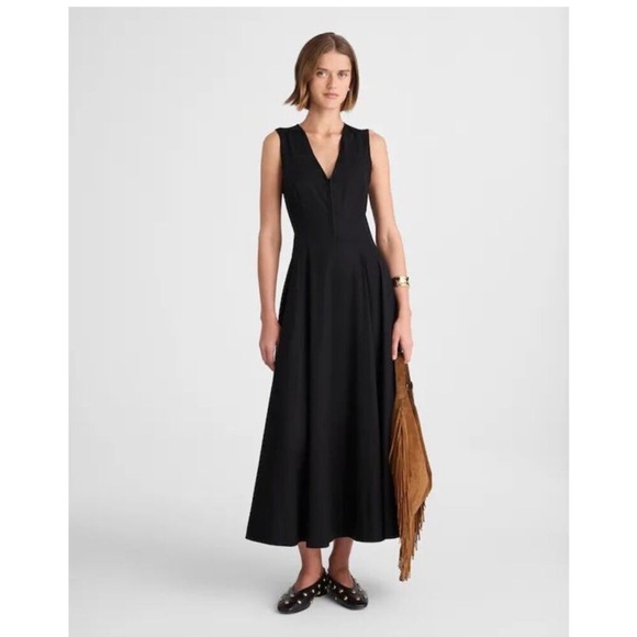 Classic Black Sleeveless V-Neck Midi Dress - Picture 2 of 2